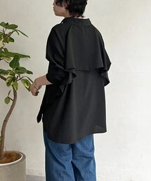 un dix cors | 【甘くないフリルシャツ】麻調バックフリルブラウス(シャツ/ブラウス)