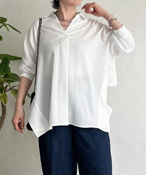 un dix cors(アンディコール)の「【甘くないフリルシャツ】麻調バックフリルブラウス(シャツ/ブラウス・レディース・グレー/オフホワイト/ネイビー/ブラック・FREE)」の22枚目の写真