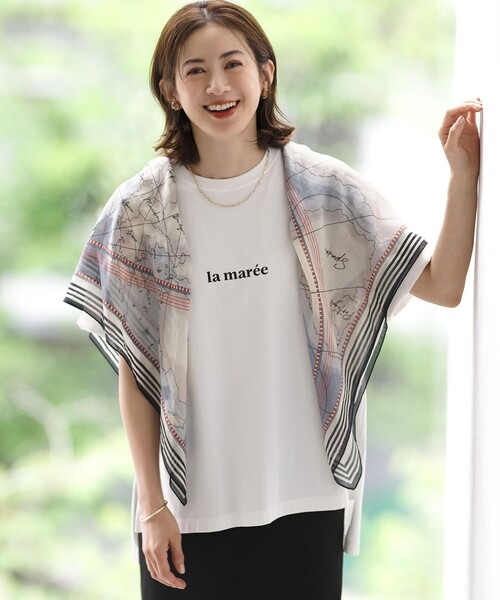 23区 L(ニジュウサンクオオキイサイズ)の「la maree オーバーサイズ ロゴ Tシャツ(Tシャツ/カットソー・レディース・ブラック系/ホワイト系・44/46)」の2枚目の写真