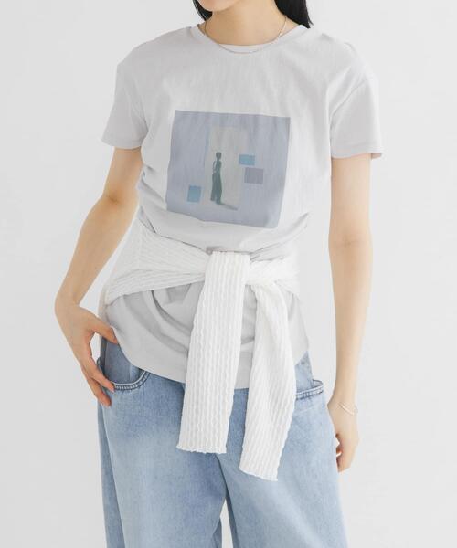 KBF(ケイビーエフ)の「ドレーププリントTEE(Tシャツ/カットソー・レディース・グレー系その他/アイボリー/ライトブルー・ONE)」の18枚目の写真