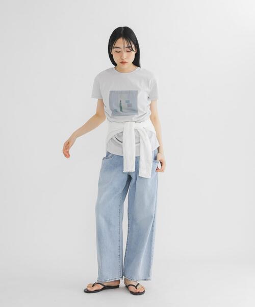 KBF(ケイビーエフ)の「ドレーププリントTEE(Tシャツ/カットソー・レディース・グレー系その他/アイボリー/ライトブルー・ONE)」の19枚目の写真
