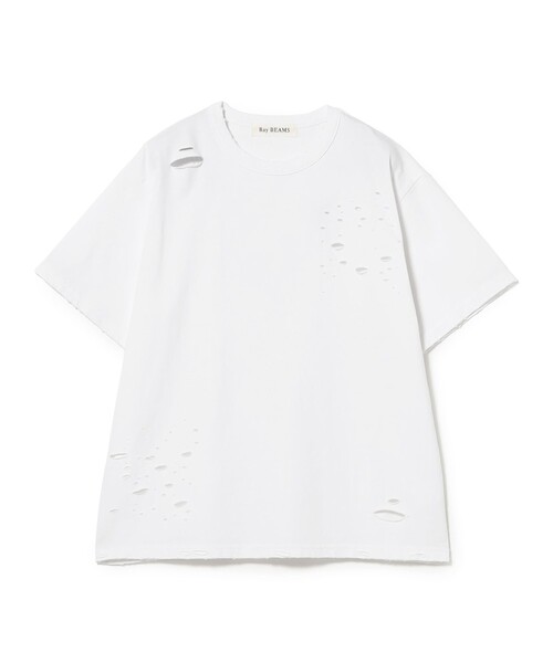 Ray BEAMS(レイビームス)の「ダメージ オーバー Tシャツ(Tシャツ/カットソー・レディース・ホワイト/シルバー・ONE SIZE)」の2枚目の写真