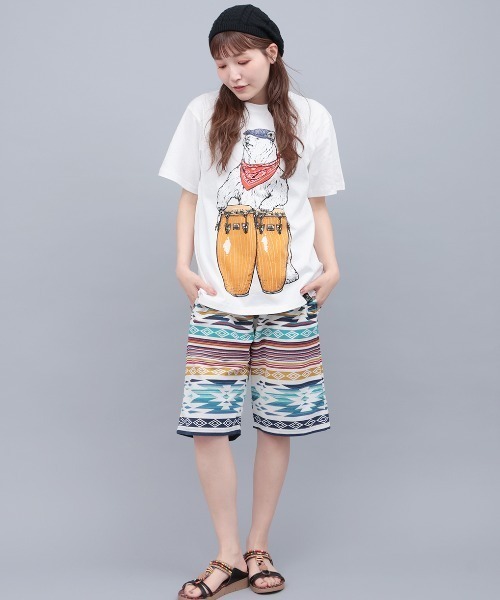 チチカカ(チチカカ)の「go slow caravan USAコットンコンガクマTシャツ【ユニセックス】(Tシャツ/カットソー・レディース・ネイビー/ホワイト・LARGE/MEDIUM)」の15枚目の写真