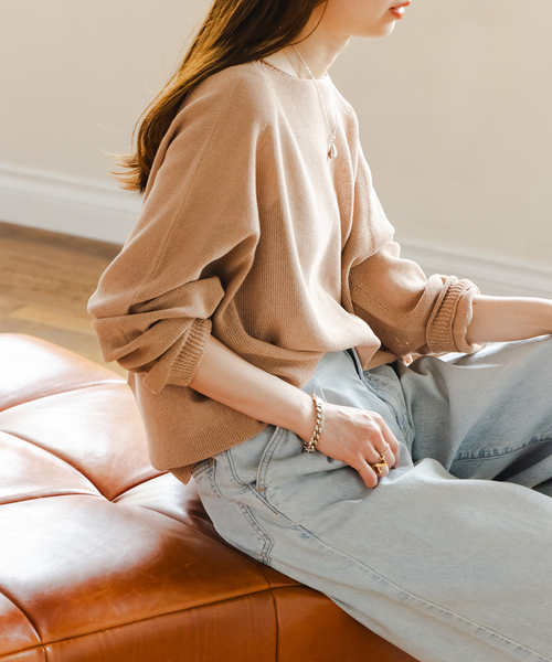 Noble(ノーブル)の「《WEB&なんばCITY店限定》ペーパーヤーン裏天竺プルオーバー(natsuセレクト)(ニット/セーター・レディース・ピンク/キャメル・FREE)」の20枚目の写真