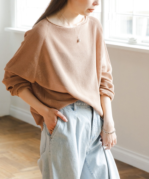 Noble(ノーブル)の「《WEB&なんばCITY店限定》ペーパーヤーン裏天竺プルオーバー(natsuセレクト)(ニット/セーター・レディース・ピンク/キャメル・FREE)」の21枚目の写真
