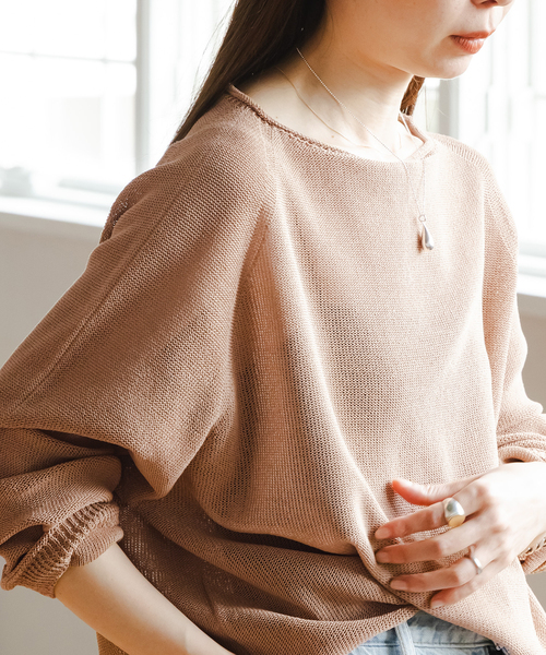 Noble(ノーブル)の「《WEB&なんばCITY店限定》ペーパーヤーン裏天竺プルオーバー(natsuセレクト)(ニット/セーター・レディース・ピンク/キャメル・FREE)」の22枚目の写真