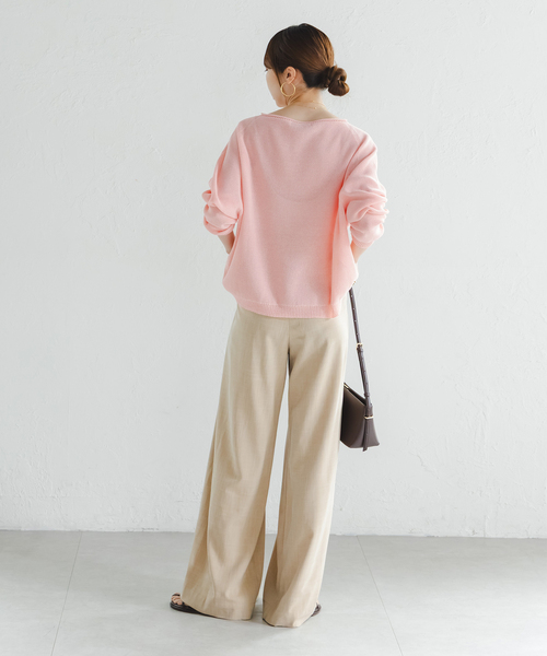 Noble(ノーブル)の「《WEB&なんばCITY店限定》ペーパーヤーン裏天竺プルオーバー(natsuセレクト)(ニット/セーター・レディース・ピンク/キャメル・FREE)」の3枚目の写真