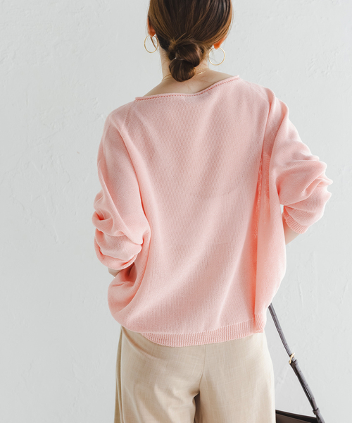 Noble(ノーブル)の「《WEB&なんばCITY店限定》ペーパーヤーン裏天竺プルオーバー(natsuセレクト)(ニット/セーター・レディース・ピンク/キャメル・FREE)」の6枚目の写真