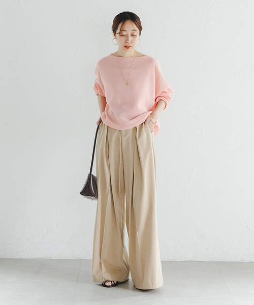 Noble(ノーブル)の「《WEB&なんばCITY店限定》ペーパーヤーン裏天竺プルオーバー(natsuセレクト)(ニット/セーター・レディース・ピンク/キャメル・FREE)」の7枚目の写真
