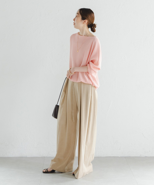 Noble(ノーブル)の「《WEB&なんばCITY店限定》ペーパーヤーン裏天竺プルオーバー(natsuセレクト)(ニット/セーター・レディース・ピンク/キャメル・FREE)」の8枚目の写真