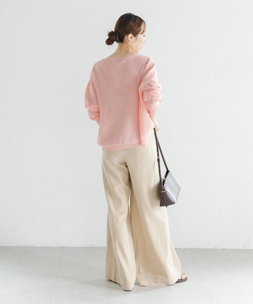 Noble(ノーブル)の「《WEB&なんばCITY店限定》ペーパーヤーン裏天竺プルオーバー(natsuセレクト)(ニット/セーター・レディース・ピンク/キャメル・FREE)」の9枚目の写真