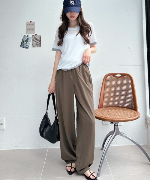 TREOVER(トレオーバー)の「シンプルに差がつくレイヤード風半袖シアートップス(Tシャツ/カットソー・レディース・ブラック×ホワイト/パープル系/ホワイト×グレー/グレー×ホワイト/イエロー×グレー・FREE)」の22枚目の写真
