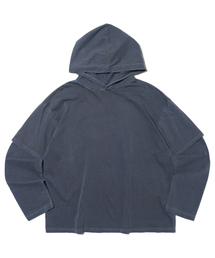 OTHERFITS（アザーフィッツ）の「ピグメントレイヤードフードクロップロングスリーブ（ネイビー）（Tシャツ/カットソー）」