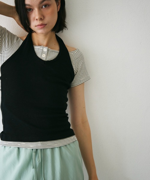 Trish(トリッシュ)の「ホルターネックカットソー(Tシャツ/カットソー・レディース・チャコールグレー/ブラック/イエロー・FREE)」の8枚目の写真