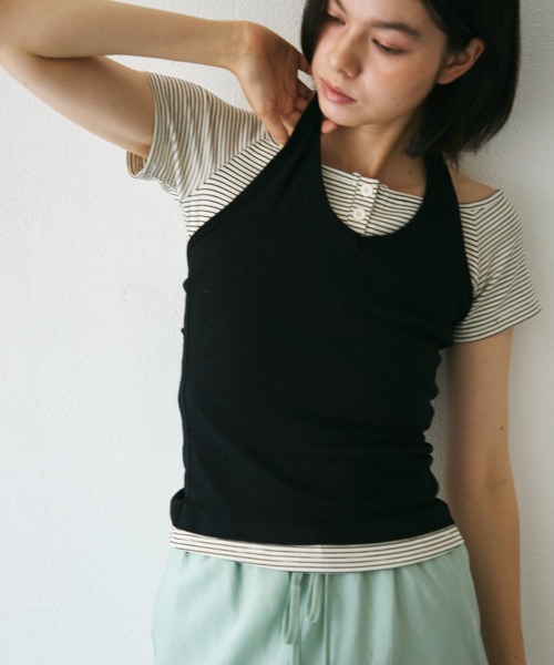 Trish(トリッシュ)の「ホルターネックカットソー(Tシャツ/カットソー・レディース・チャコールグレー/ブラック/イエロー・FREE)」の9枚目の写真