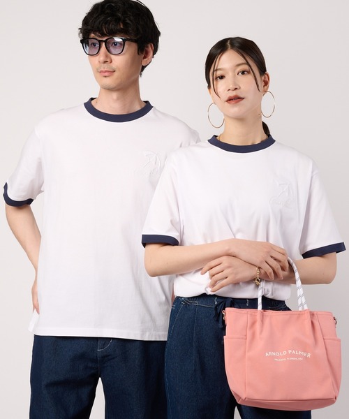 Arnold Palmer(アーノルドパーマー)の「シェア アソートグラフィック リンガーTシャツ(Tシャツ/カットソー・レディース・ホワイト/アイボリー・S/XS/LL/L/M)」の1枚目の写真