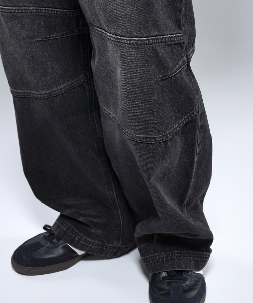 PHYSICAL GARMENTS（フィジカルガーメンツ）の「P2604 ウォッシュドブラックワイドデニムパンツ [黒青]（その他パンツ・メンズ・ブラック系・MEDIUM/LARGE/X-LARGE/XX-LARGE）」の3枚目の写真