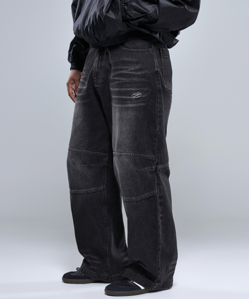 PHYSICAL GARMENTS（フィジカルガーメンツ）の「P2604 ウォッシュドブラックワイドデニムパンツ [黒青]（その他パンツ・メンズ・ブラック系・MEDIUM/LARGE/X-LARGE/XX-LARGE）」の5枚目の写真