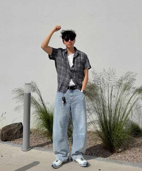 P.IN.O(ピインオ)の「シェードチェックハーフシャツ - ブラック(シャツ/ブラウス・メンズ・その他・MEDIUM/LARGE/X-LARGE)」の5枚目の写真