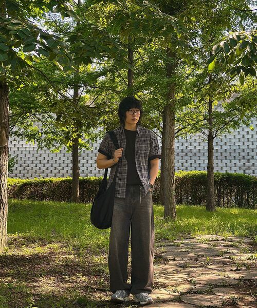 P.IN.O(ピインオ)の「シェードチェックハーフシャツ - ブラック(シャツ/ブラウス・メンズ・その他・MEDIUM/LARGE/X-LARGE)」の8枚目の写真