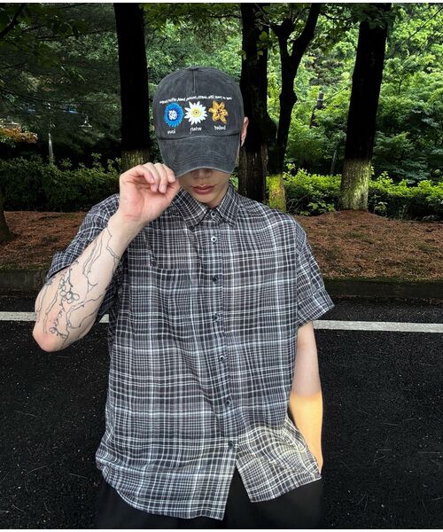 P.IN.O(ピインオ)の「シェードチェックハーフシャツ - ブラック(シャツ/ブラウス・メンズ・その他・MEDIUM/LARGE/X-LARGE)」の9枚目の写真