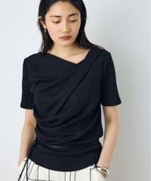 【身長/骨格別着用画像あり】【接触冷感】ひんやり♪ドレープ5分袖トップス 夏服 秋服 春服 涼しい デザイントップス