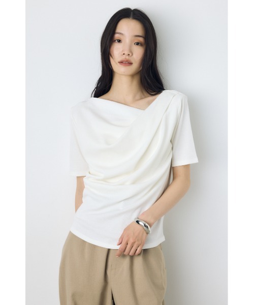 AZUL by moussy（アズールバイマウジー）の「【接触冷感】ドレープ5分袖トップス（Tシャツ/カットソー・レディース・オフホワイト/杢グレー/ブルー/ブラック・SMALL/MEDIUM）」の20枚目の写真