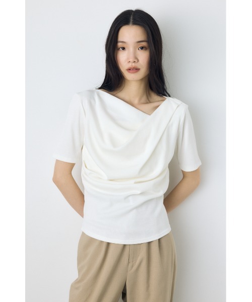 AZUL by moussy（アズールバイマウジー）の「【接触冷感】ドレープ5分袖トップス（Tシャツ/カットソー・レディース・オフホワイト/杢グレー/ブルー/ブラック・SMALL/MEDIUM）」の21枚目の写真