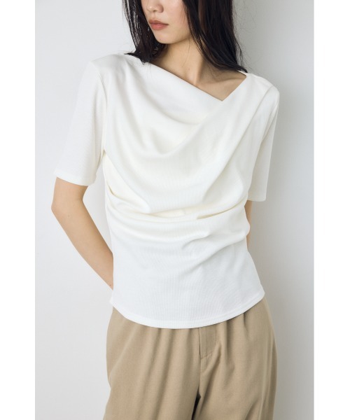 AZUL by moussy（アズールバイマウジー）の「【接触冷感】ドレープ5分袖トップス（Tシャツ/カットソー・レディース・オフホワイト/杢グレー/ブルー/ブラック・SMALL/MEDIUM）」の22枚目の写真