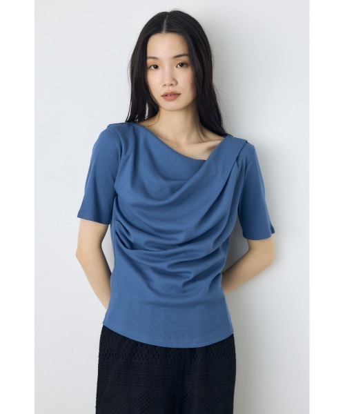 AZUL by moussy（アズールバイマウジー）の「【接触冷感】ドレープ5分袖トップス（Tシャツ/カットソー・レディース・オフホワイト/杢グレー/ブルー/ブラック・SMALL/MEDIUM）」の10枚目の写真