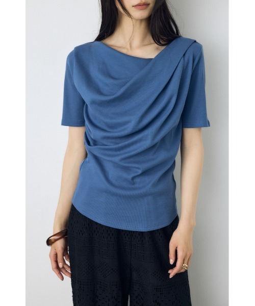 AZUL by moussy（アズールバイマウジー）の「【接触冷感】ドレープ5分袖トップス（Tシャツ/カットソー・レディース・オフホワイト/杢グレー/ブルー/ブラック・SMALL/MEDIUM）」の11枚目の写真