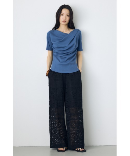 AZUL by moussy（アズールバイマウジー）の「【接触冷感】ドレープ5分袖トップス（Tシャツ/カットソー・レディース・オフホワイト/杢グレー/ブルー/ブラック・SMALL/MEDIUM）」の14枚目の写真