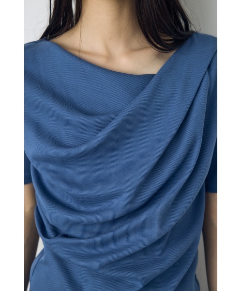 AZUL by moussy（アズールバイマウジー）の「【接触冷感】ドレープ5分袖トップス（Tシャツ/カットソー・レディース・オフホワイト/杢グレー/ブルー/ブラック・SMALL/MEDIUM）」の15枚目の写真