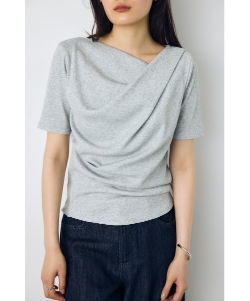 AZUL by moussy（アズールバイマウジー）の「【接触冷感】ドレープ5分袖トップス（Tシャツ/カットソー・レディース・オフホワイト/杢グレー/ブルー/ブラック・SMALL/MEDIUM）」の18枚目の写真