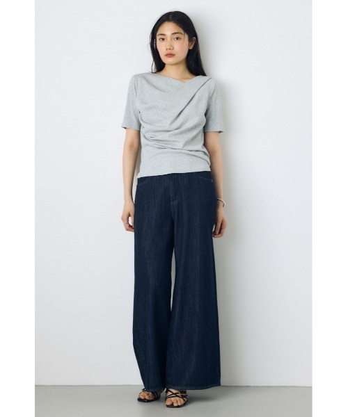 AZUL by moussy（アズールバイマウジー）の「【接触冷感】ドレープ5分袖トップス（Tシャツ/カットソー・レディース・オフホワイト/杢グレー/ブルー/ブラック・SMALL/MEDIUM）」の6枚目の写真