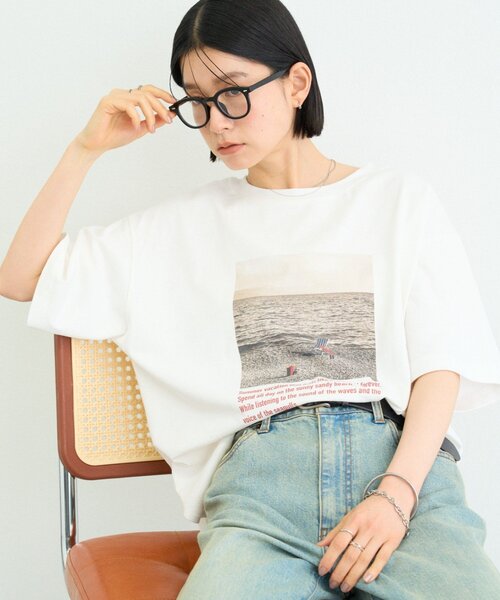 CIAOPANIC TYPY(チャオパニックティピー)の「アソートフォトプリントオーバーTee(Tシャツ/カットソー・レディース・ベージュ/ホワイト/サックスブルー/ブラック・ONE SIZE)」の2枚目の写真