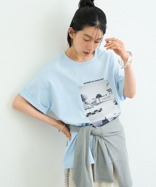 CIAOPANIC TYPY(チャオパニックティピー)の「アソートフォトプリントオーバーTee(Tシャツ/カットソー・レディース・ベージュ/ホワイト/サックスブルー/ブラック・ONE SIZE)」の1枚目の写真