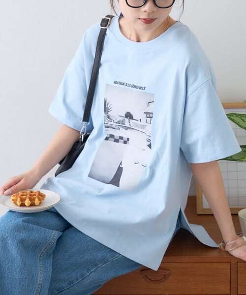 CIAOPANIC TYPY(チャオパニックティピー)の「アソートフォトプリントオーバーTee(Tシャツ/カットソー・レディース・ベージュ/ホワイト/サックスブルー/ブラック・ONE SIZE)」の19枚目の写真