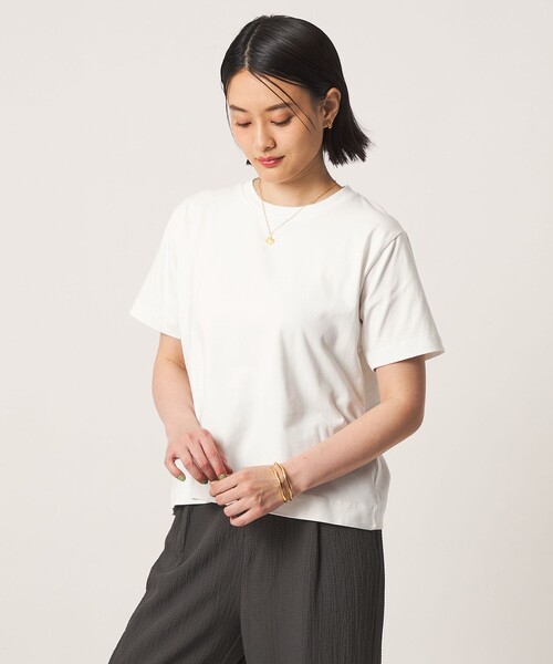 A DAY IN THE LIFE UNITED ARROWS(アデイインザライフユナイテッドアローズ)の「USAコットン天竺 クルーネックTシャツ <A DAY IN THE LIFE>(Tシャツ/カットソー・レディース・オフホワイト/ライラック/ブラック/ライム・FREE)」の2枚目の写真
