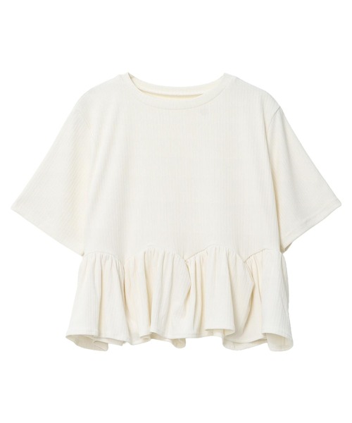 KOBE LETTUCE（コウベレタス）の「[ 接触冷感UVカット ] ランダムリブペプラムトップス（Tシャツ/カットソー・レディース・ブラック/オフホワイト/ブルー・M）」の12枚目の写真