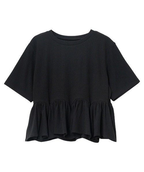 KOBE LETTUCE（コウベレタス）の「[ 接触冷感UVカット ] ランダムリブペプラムトップス（Tシャツ/カットソー・レディース・ブラック/オフホワイト/ブルー・M）」の13枚目の写真