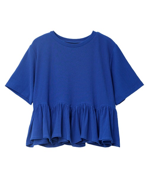 KOBE LETTUCE（コウベレタス）の「[ 接触冷感UVカット ] ランダムリブペプラムトップス（Tシャツ/カットソー・レディース・ブラック/オフホワイト/ブルー・M）」の16枚目の写真
