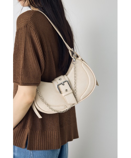 AZUL by moussy(アズールバイマウジー)の「バックルベルトワンハンドルトートバッグ(ハンドバッグ・レディース・シルバー/ブラック/アイボリー・FREE)」の2枚目の写真