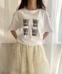 グレー子猫半袖Tシャツ