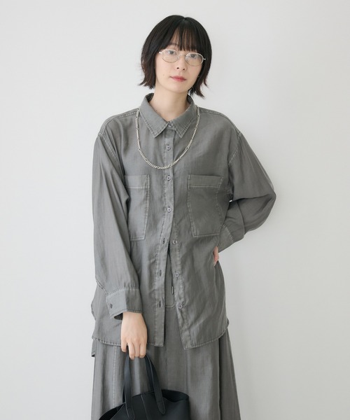 Paradise Picnic(パラダイスピクニック)の「33℃ ピグメントシアーシャツ(シャツ/ブラウス・レディース・ホワイト/ブラック/ブラウン・FREE)」の1枚目の写真