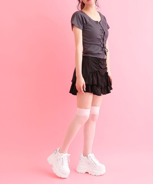 cs T&P(シーエスティーアンドピー)の「厚底ベルトデザインスニーカー(スニーカー・レディース・ブラック/ホワイト・S/M/L/LL)」の5枚目の写真