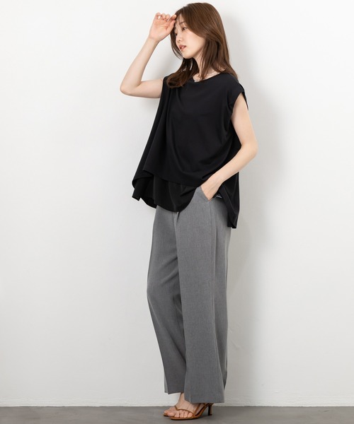 MAISONCOMFY （メゾンコンフィ）の「【接触冷感 レイヤードカットソー】異素材レイヤード（Tシャツ/カットソー・レディース・ブラック/ブルー/ホワイト・FREE）」の10枚目の写真