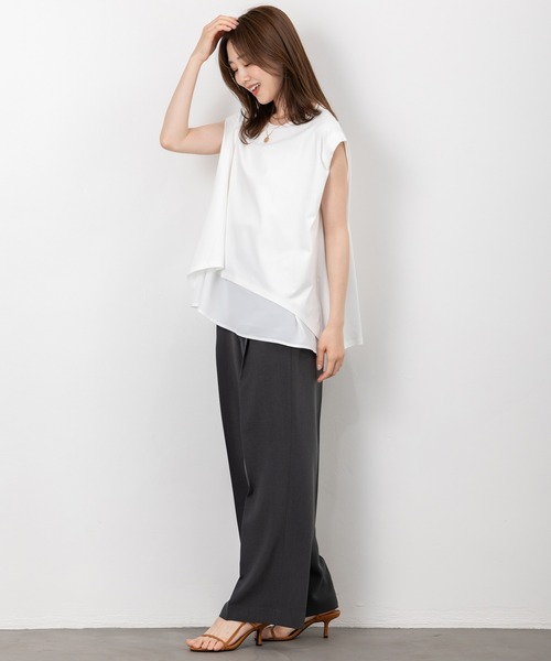 MAISONCOMFY （メゾンコンフィ）の「【接触冷感 レイヤードカットソー】異素材レイヤード（Tシャツ/カットソー・レディース・ブラック/ブルー/ホワイト・FREE）」の16枚目の写真