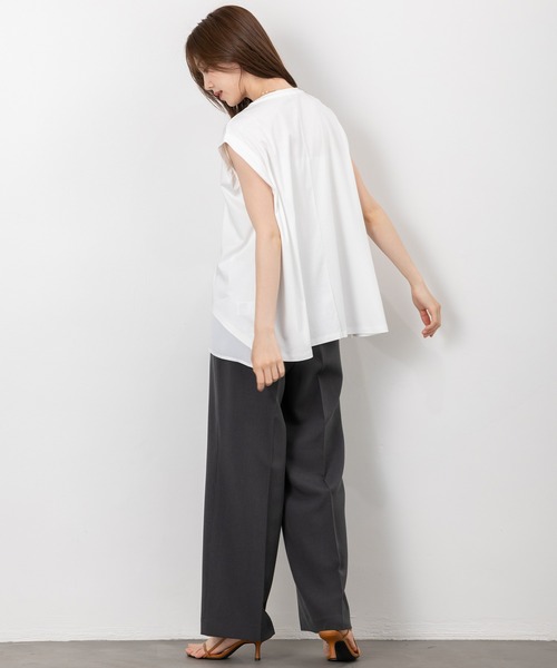 MAISONCOMFY （メゾンコンフィ）の「【接触冷感 レイヤードカットソー】異素材レイヤード（Tシャツ/カットソー・レディース・ブラック/ブルー/ホワイト・FREE）」の17枚目の写真