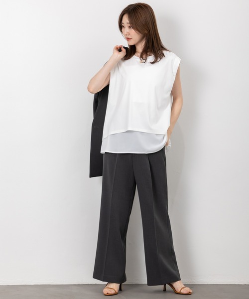 MAISONCOMFY （メゾンコンフィ）の「【接触冷感 レイヤードカットソー】異素材レイヤード（Tシャツ/カットソー・レディース・ブラック/ブルー/ホワイト・FREE）」の20枚目の写真
